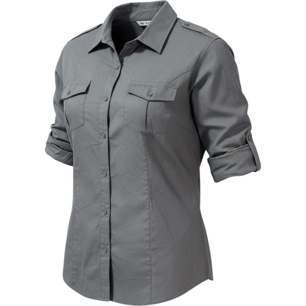 Port Authority Ladies Uniform Shirt Blue Size XXL Roll Up Long Sleeve Used